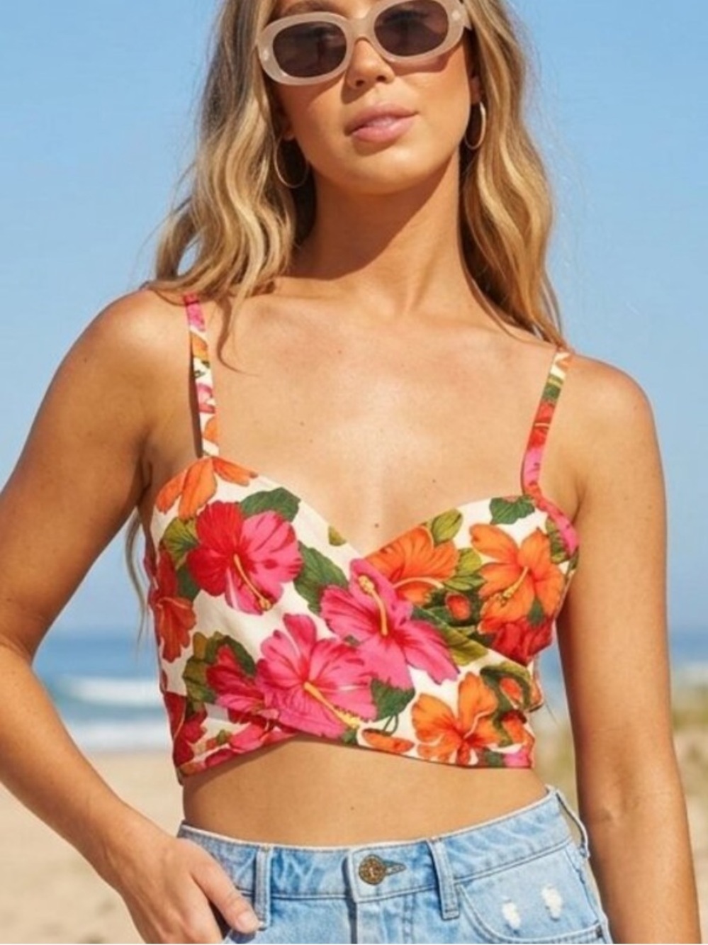 Show Me Your Mumu Ryder Bahama Mama Floral Wrap Crop Top Size XS 39207
